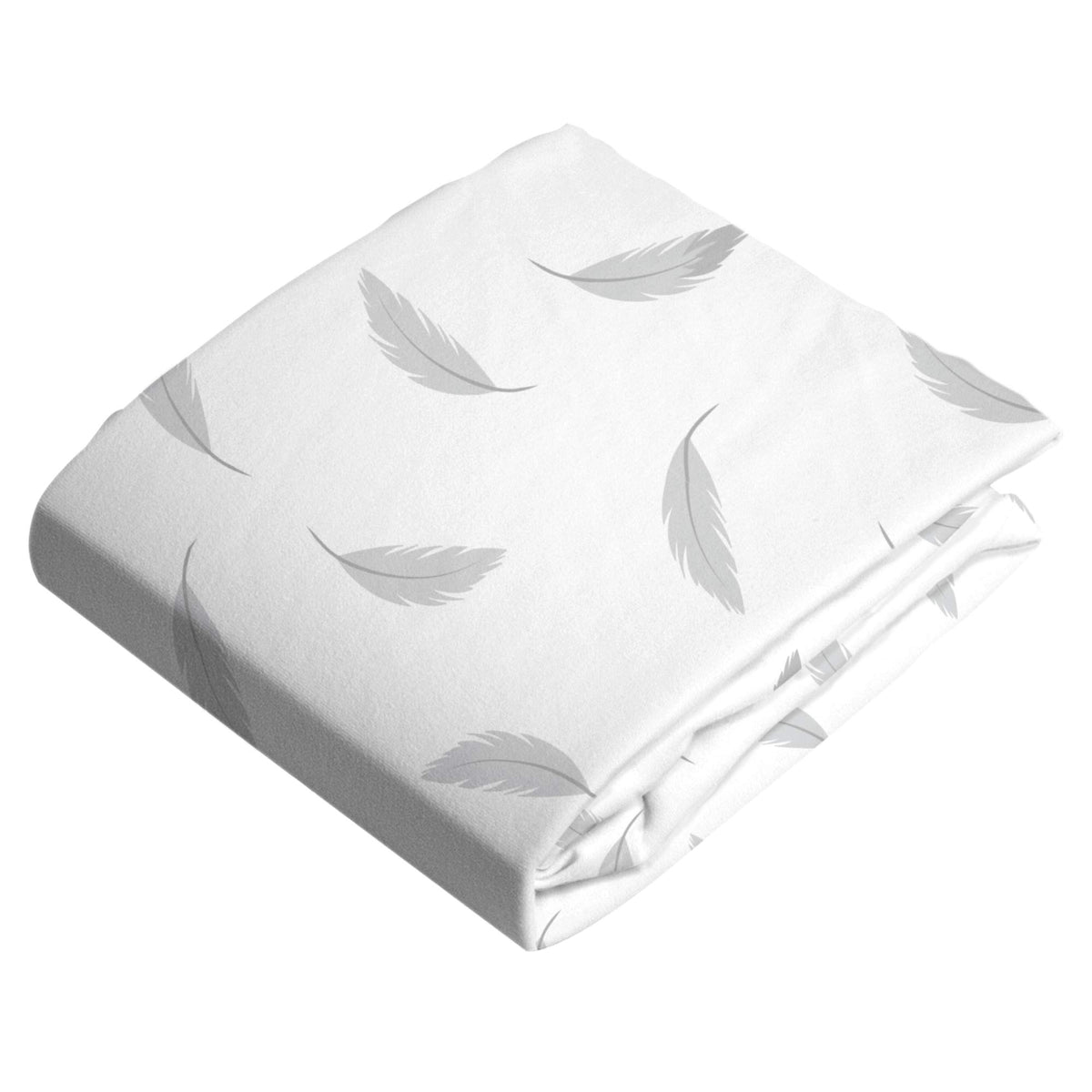 Kushies Baby 100% Breathable Cotton Flannel Contoured Changing Pad Cover with Slits for Safety Straps, 17" x 33" Grey Feathers