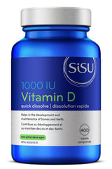 SISU Vitamin D 1000 IU, Unflavoured | Essential to Proper Calcium Absorption and Preventing Bone Loss | 400 Tiny, Quick-Dissolving Tablets | Gluten Free, Dairy Free, Non-GMO