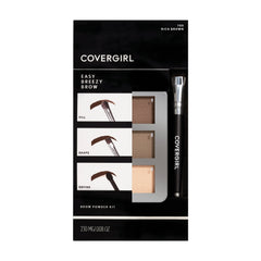 COVERGIRL - Easy Breezy Brow Powder Kit, three shades brow definer, professional double-ended angled brush, effortless, 100% Cruelty-Free