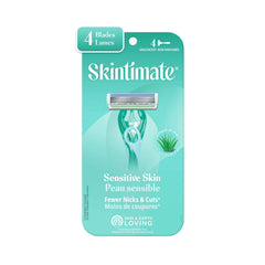 Skintimate Disposable Razor for Women, Sensitive Skin Unscented Four Blade Razor, 4 Count