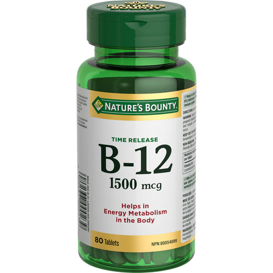 Nature's Bounty Time Release B-12 1500mcg, Helps prevent Vitamin B-12 deficiency