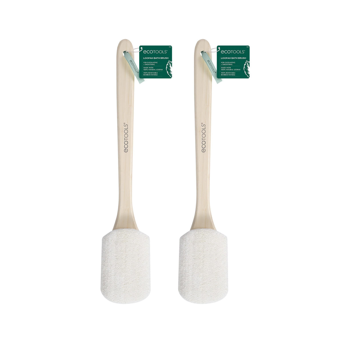 EcoTools Loofah Bath Brush With Bamboo Handle, Body Scrubber Sponge (Pack of 2)