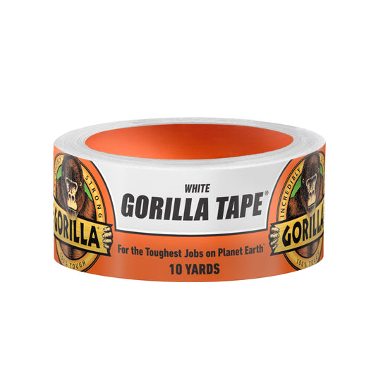 Gorilla Tape Strong Utility Duct Tape, Triple Layer Strength, Indoor & Outdoor, Weather Resistant Shell - 1.88 in x 10 yd (9.1 meters) , White