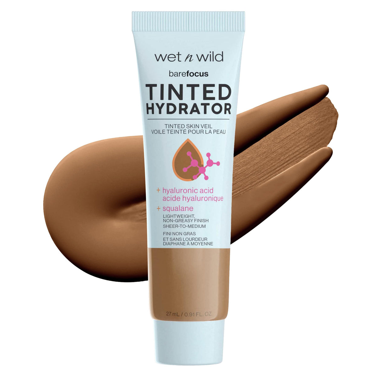 wet n wild Bare Focus Tinted Hydrator Matte Natural Finish, Oil-Free Tinted Face Moisturizer Makeup, Hyaluronic Acid, Squalane, Sheer To Medium Coverage – Deep