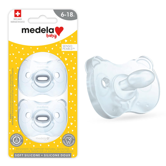 Medela Baby Pacifier | 6-18 Months | Includes Sterilizing Case | 2-Count | Soft Silicone | BPA-Free | Supports Natural Suckling | Blue