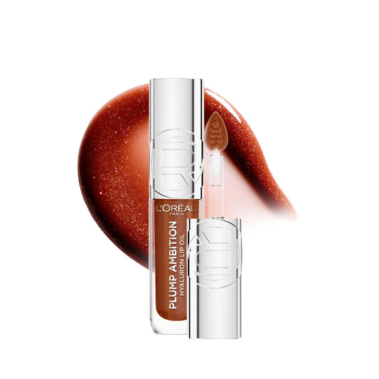 L’Oreal Paris Plump Ambition Tinted Lip Oil, Plumping Lip Gloss, Gentle Tingling, Non Sticky, Hydrating and Moisturizing, Infused with Hyaluronic Acid, LA NUIT SPARKLE, 5 ml