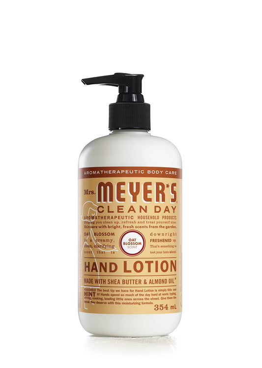 Mrs. Meyer's Clean Day Hand Lotion, Hand Cream for Dry Hands, Non-Greasy Moisturizer Made with Essential Oils, Cruelty Free Formula, Oat Blossom Scent, 354 ml Bottle