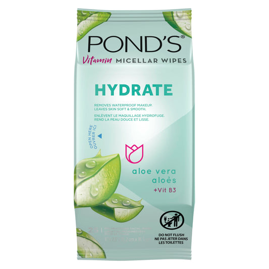 Pond's Face Ponds Hydrate Facial Wipes Pack of 1 (25 Count)
