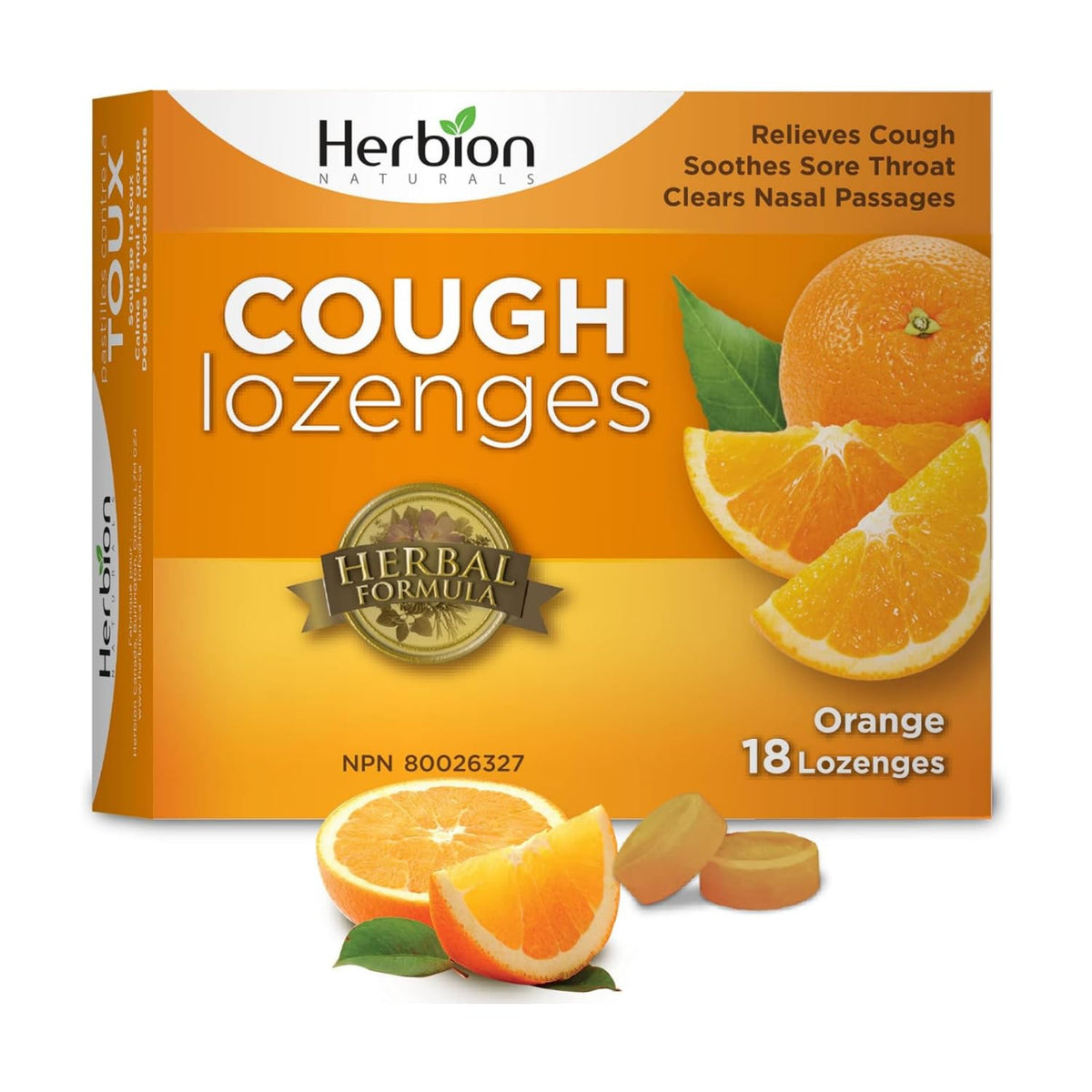 Herbion Naturals Cough Lozenges: Natural Orange Flavor, 18 Count - Relieves Cough, Clears Nasal Congestion, Soothes Sore Throat. For Adults and Children (12 years and above)