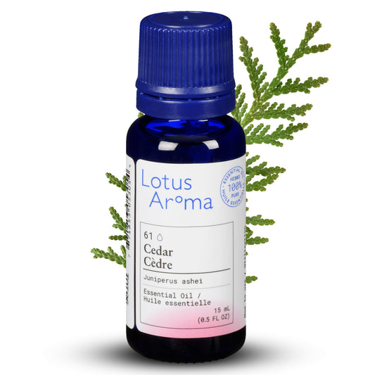 Lotus Aroma Premium Grade Cedar Essential Oil, 100% Pure & Undiluted, Relaxing Scent, Natural Essential Oil For Humidifier, Aromatherapy Oil, Fragrance Oils - Huile Essentielle 0.5oz (15ml)
