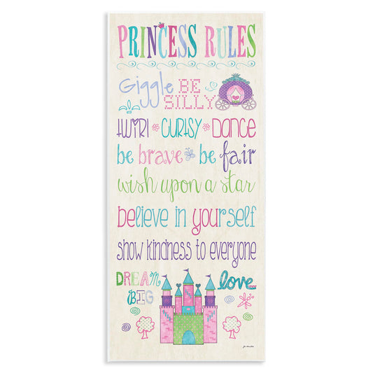 The Kids Room by Stupell Princess Rules with Castle and Carriage Rectangle Wall Plaque