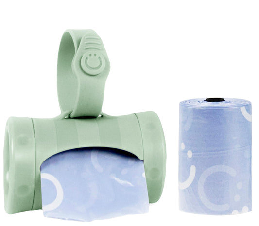 Ubbi Retractable On-the-Go Bag Dispenser for Baby Travel, Diaper Bag Accessory Must Have for Newborns, Helpful Baby Accessory, Sage