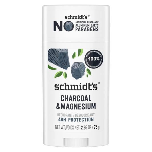 Schmidt's Charcoal & Magnesium 48h Aluminum-Free Deodorant with 100% Natural Origin Ingredients 75 g