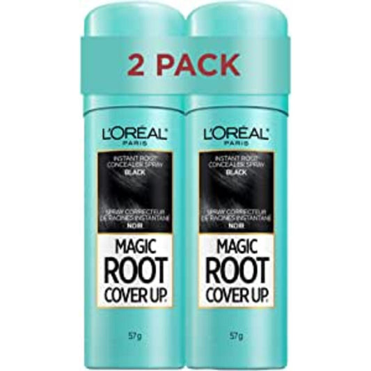 L'Oréal Paris Magic Root Cover Up Root Touch Up, Temporary Hair Dye, Black Hair Dye, Hair Root Touch Up for Thinning Hair, Grey Coverage, Pack of 2 Hair Dye