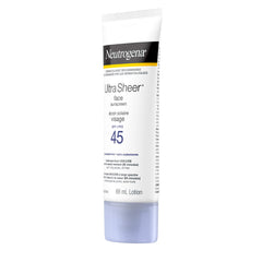 Neutrogena Ultra Sheer Face Sunscreen Lotion Broad Spectrum SPF 45, Dermatologist-tested, Oxybenzone-free, Non-comedogenic, Water Resistant & Non-Greasy, 88mL