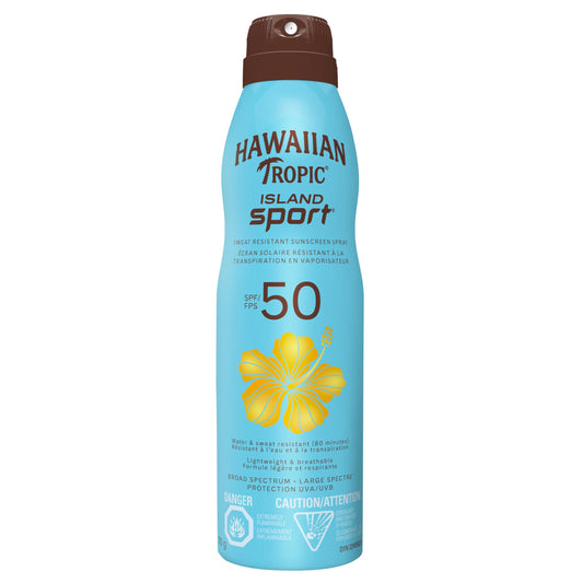 Hawaiian Tropic Island Sport Ultra-light Sport Sunscreen Spray, SPF 50, Broad Spectrum Protection, 170g