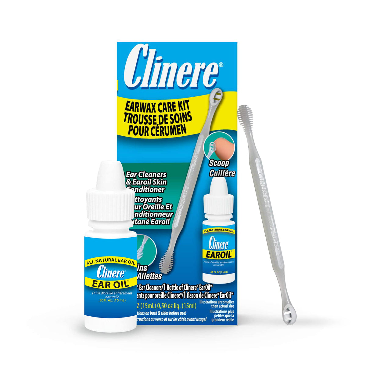Clinere® Ear Oil Conditioner & Ear Cleaners Cleaning Care Kit, 1 Ea, 1 Count, Safely and Gently Cleans Ear Canal at Home, Ear Wax Cleaner Tool, Itch Relief, Ear Wax Buildup, Works Instantly