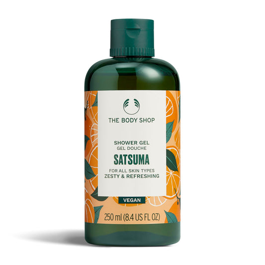 The Body Shop Satsuma Shower Gel 250ml, Energizing Citrus Body Wash for Soft Skin, Sulphate-Free Lathering Gel with a Juicy Tangerine Scent