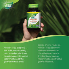 Nature's Way Slippery Elm Bark – Herbal Supplement to Soothe Inflammation of the Gastrointestinal (GI) Tract – Non-GMO, 180 Vegetarian Capsules, Value Size