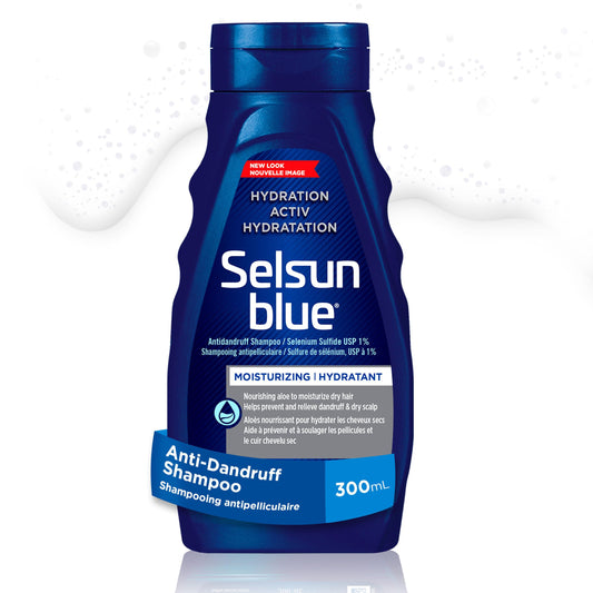 Selsun Blue ACTIV Hydration Anti-Dandruff Shampoo, Moisturizing Formula with 1% Selenium Sulfide, Nourishing Aloe to Moisturize Dry Hair & Scalp, Gentle Enough for Daily Use, 300mL