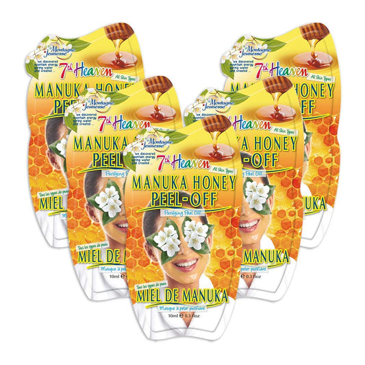 7th Heaven Manuka Honey Cleansing Mask – Purifying, Hydrating Facial Mask Cleanses Skin and Delivers Glowing Results (5-Pack)