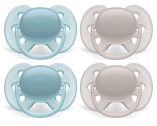 Philips Avent ultrasoft pacifier6-18m, Blue and Grey Colors, 4 pack