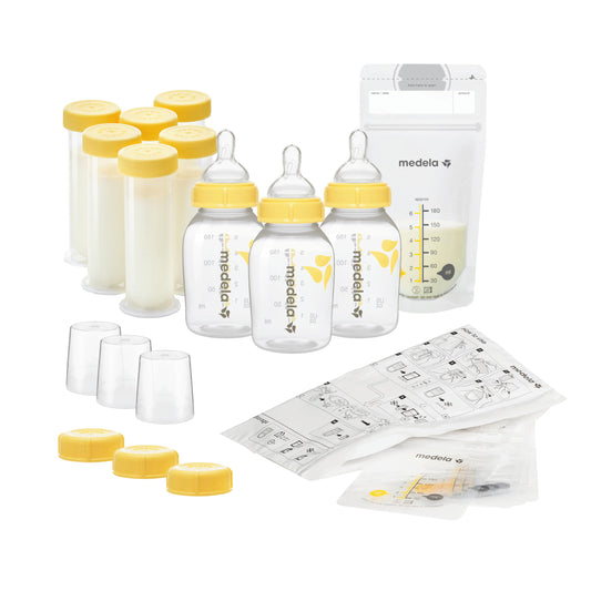 Medela Breastfeeding Gift Set, Complete Breast Milk Storage System; Bottles, Nipples, Travel Caps, Breast Milk Storage Bags, & More; Made Without BPA
