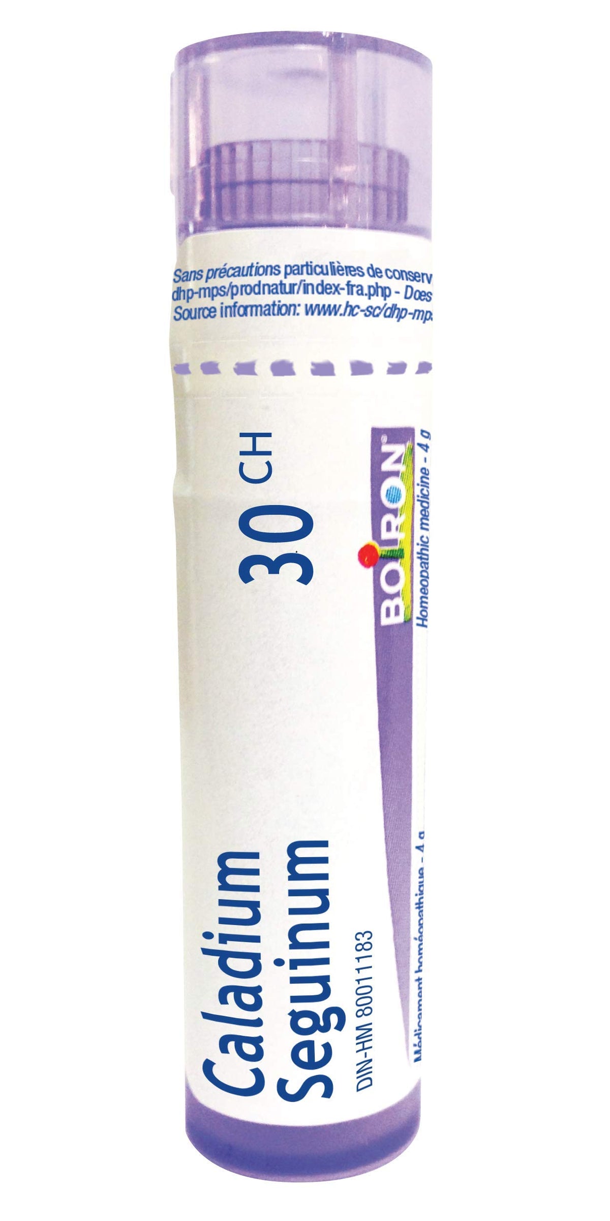 Boiron Caladium seguinum 30ch,Homeopathic medicine. Each tube contains 4 g (approximately 80 pellets)