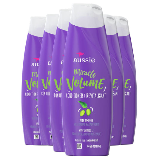 Aussie Miracle Volume Conditioner, Bamboo and Australian Kakadu Plum, 360 ml (Pack of 6)
