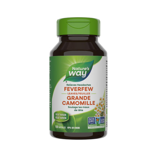 Nature's Way Feverfew Leaves, Helps Relieve Headaches, 380mg of Feverfew herb per capsule, 100 Vegetarian Capsules