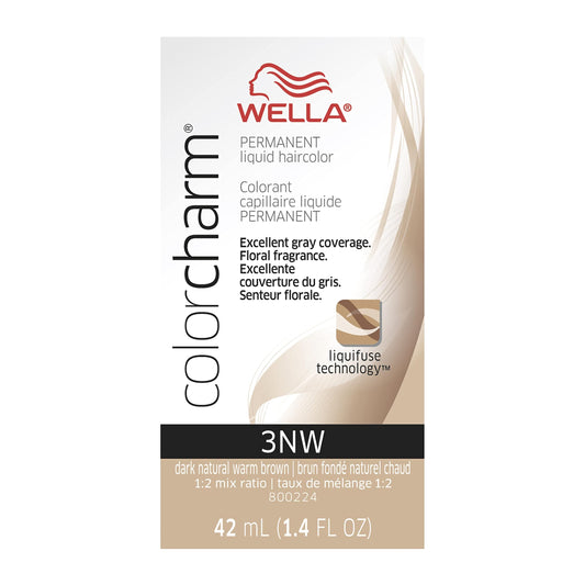 WELLA Color Charm Permanent Liquid Hair Color for Gray Coverage, 3NW Dark Natural Warm Brown
