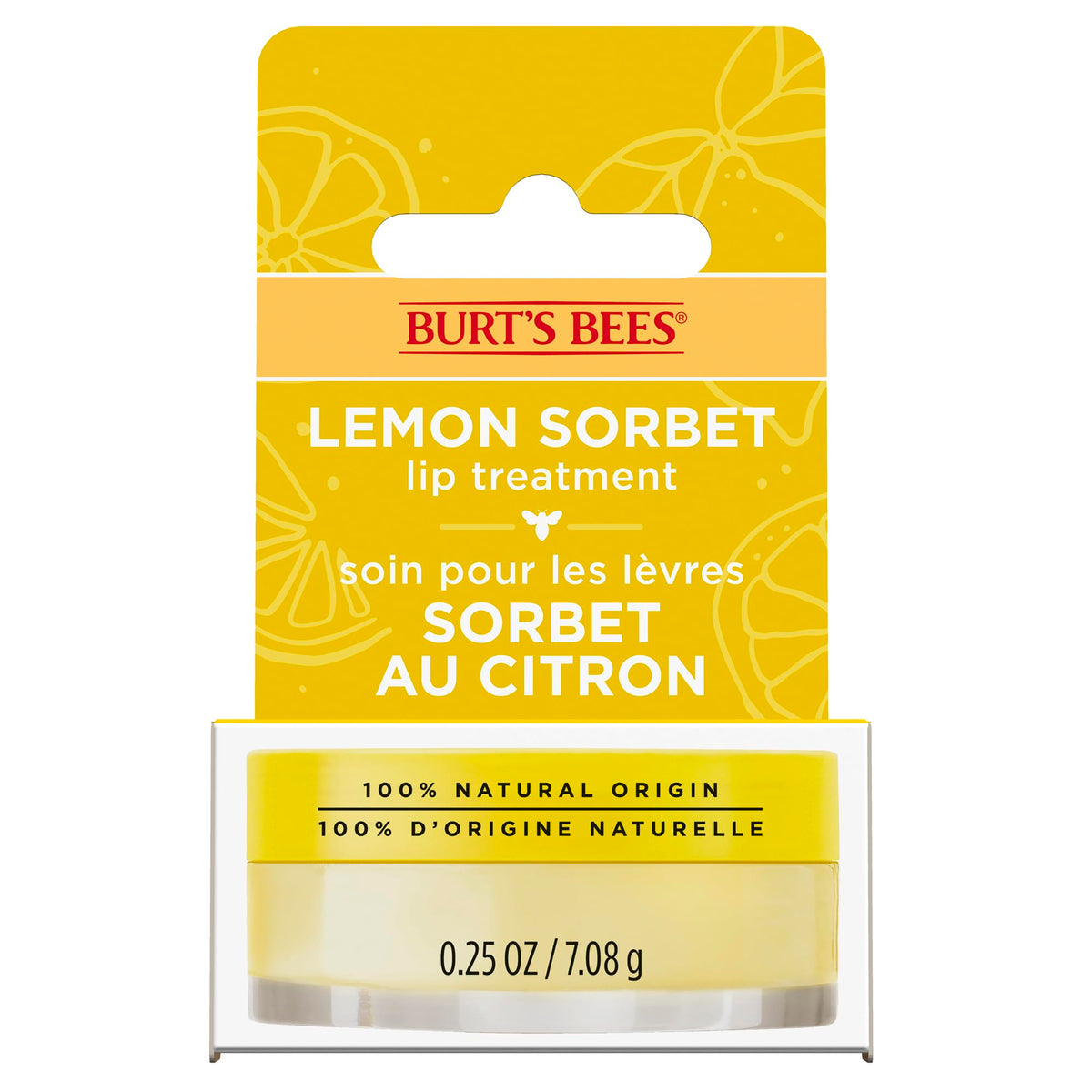 Burt’s Bees Overnight Lip Treatment, Lip Sleeping Mask for Dry, Chapped & Cracked Lips, Lip Moisturizer with Vitamin C, 100% Natural - 7.08g - Lemon Sorbet