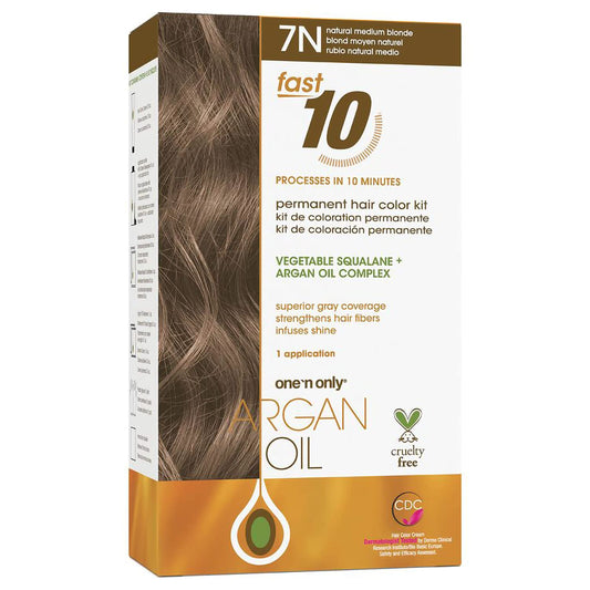 One n' Only One n Only Argan Oil Fast 10 Permanent Hair Color Kit - 7N Natural Medium Blonde Hair Color Unisex 1 Pc