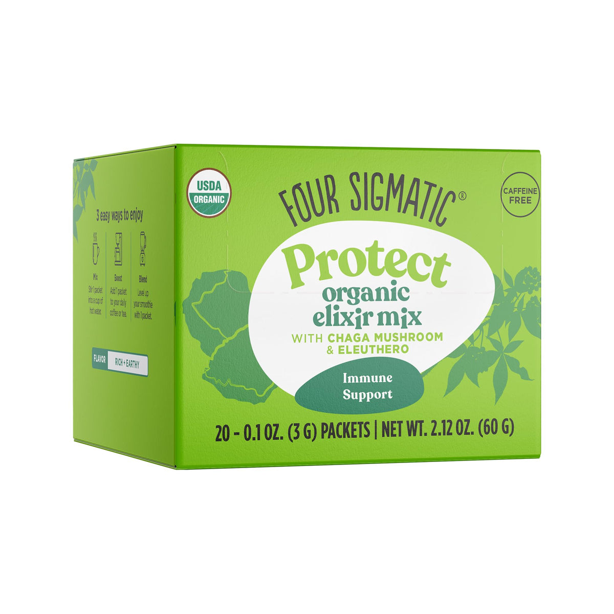 Chaga Mushroom Elixir by Four Sigmatic Coffee Alternative with Organic Chaga Mushroom Powder, Rose Hips & Mint Immune Support & Overall Wellness Pack of 20
