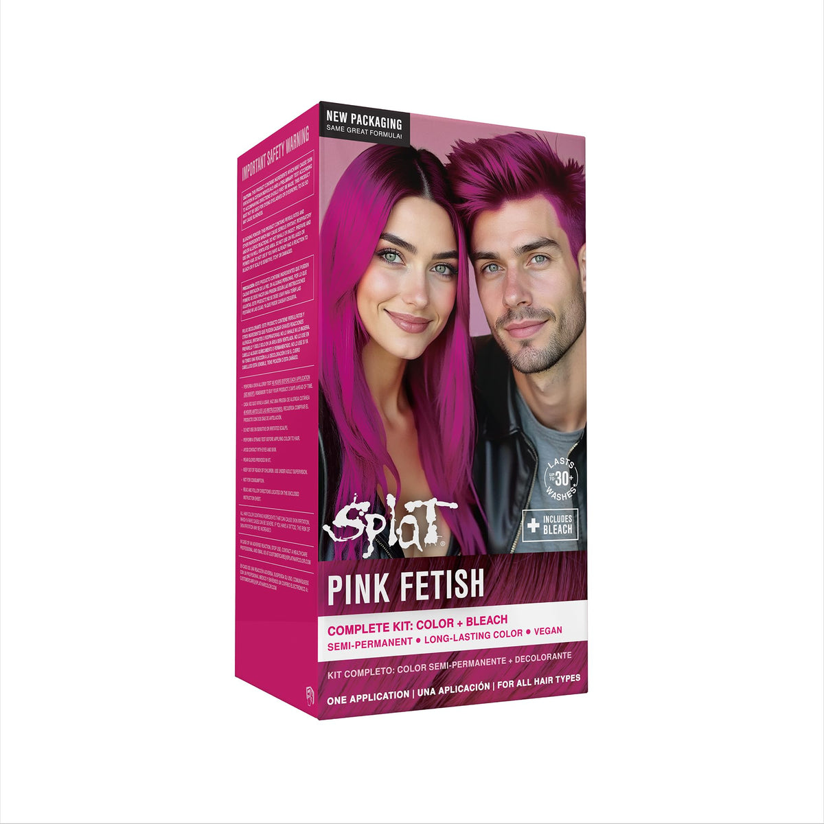 SPLAT Semi Permanent Pink Hair Dye - Long Lasting Vibrant Pink Fetish Punky Colour - 100% Vegan and Sulfate Free Hair Dye Kit 1 Count (Pack of 1)