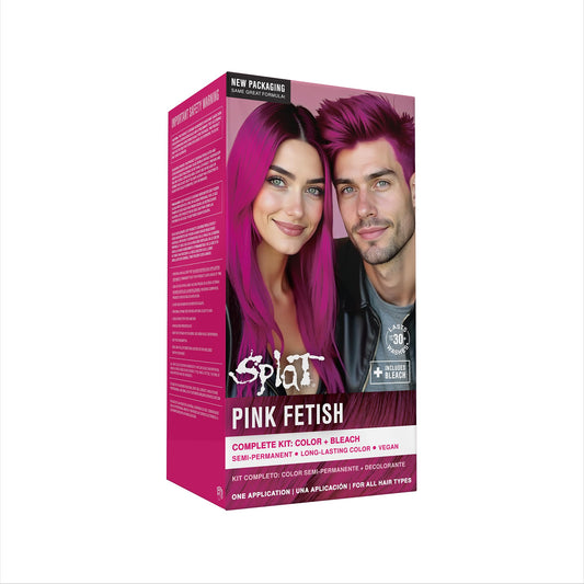 SPLAT Semi Permanent Pink Hair Dye - Long Lasting Vibrant Pink Fetish Punky Colour - 100% Vegan and Sulfate Free Hair Dye Kit 1 Count (Pack of 1)