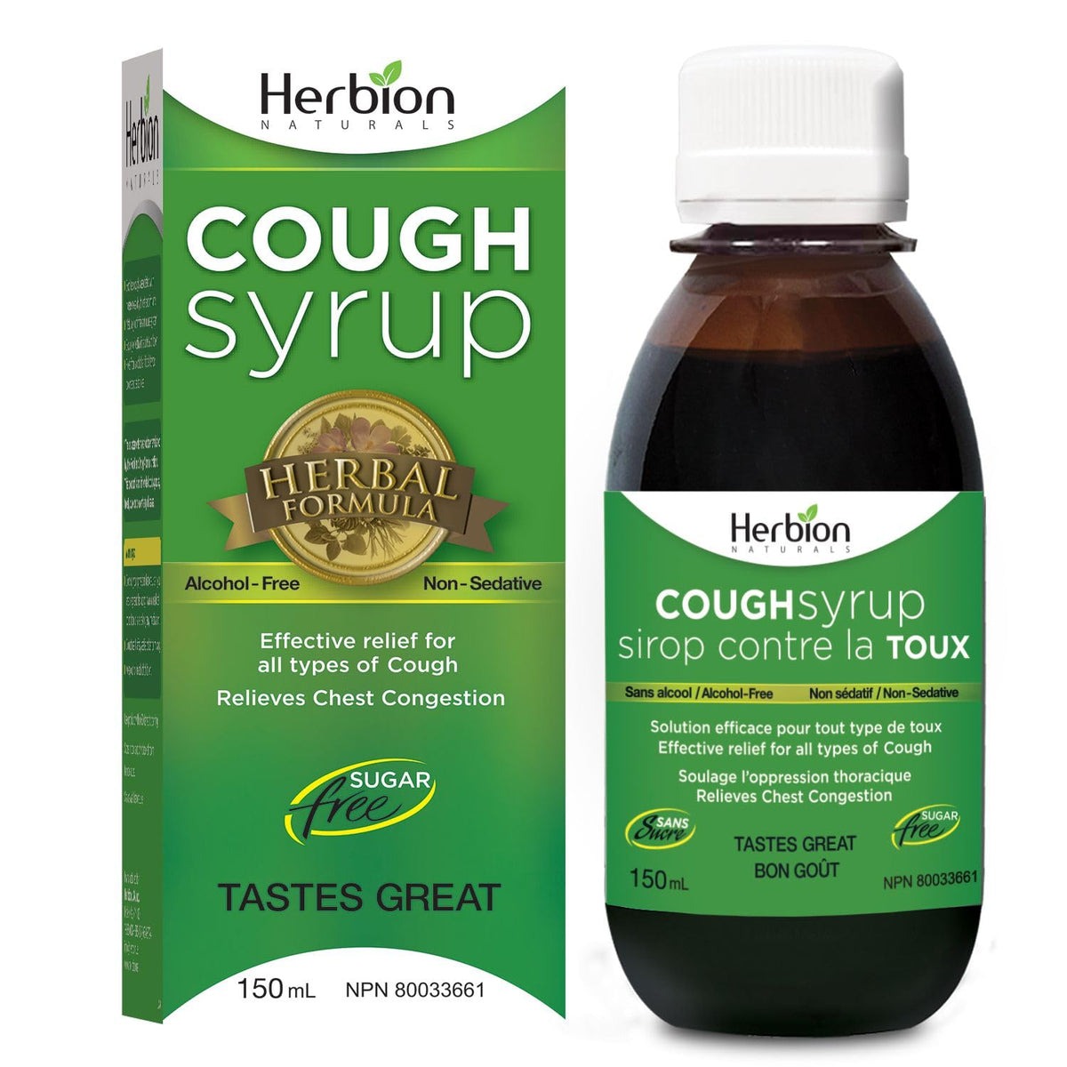 Herbion Naturals Sugar-Free Cough Syrup 5 fl oz. - Effective Relief For All Types Of Cough, Chest Congestion, Soothes Throat, Promotes Healthy Bronchial Function