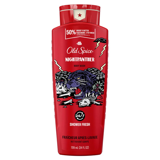 Old Spice Body Wash for Men, Night Panther, Rich Warm Scent, Long Lasting Lather, 709 ml