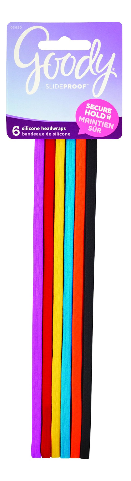 Goody SlideProof Headwraps, 5mm, Brights, 6-count
