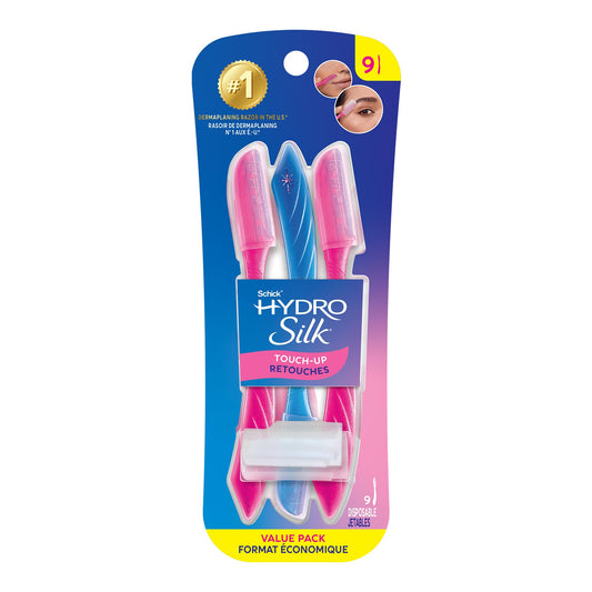 Schick Hydro Silk Touch-Up Dermaplane Razor with Precision Cover, 3ct | Dermaplaning Tool for Face, Facial Razor for Women, Eyebrow Razor, Peach Fuzz Remover