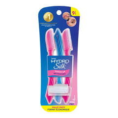 Schick Hydro Silk Touch-Up Dermaplane Razor with Precision Cover, 3ct | Dermaplaning Tool for Face, Facial Razor for Women, Eyebrow Razor, Peach Fuzz Remover