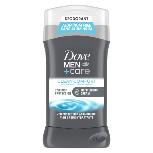 Dove Men+Care Deodorant Stick aluminum-free deodorant formula for 72H protection Clean Comfort with ¼ moisturizing cream, 85g