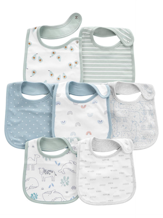Simple Joys by Carter's Baby 7-Pack Teething Bibs, Avocados/Animal Print/Rainbow, One Size