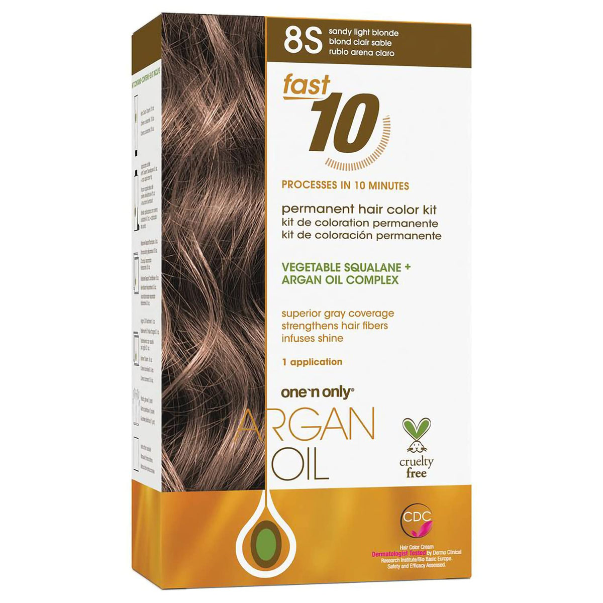 One n Only Argan Oil Fast 10 Permanent Hair Color Kit - 8S Sandy Light Blonde Hair Color Unisex 1 Pc