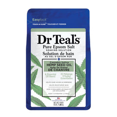 Dr Teal’s Salt Soak with Pure Epsom Salt, Cannabis Sativa Hemp Seed Oil, 3 lbs (Packaging May Vary)