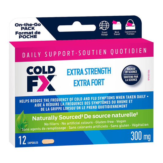 COLD-FX Extra Strength, Ginseng, Extract, Reduce Chance Cold and Flu, Support Immune System - 12 Vegan Capsules