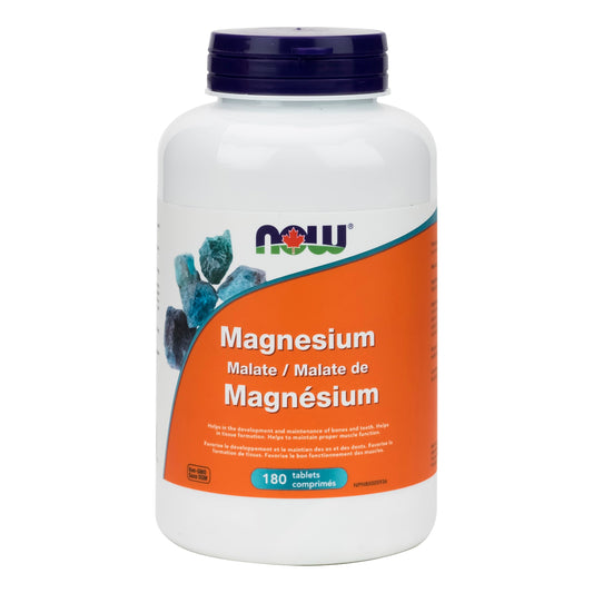 NOW Supplements, Magnesium Malate, Energy Production, Nervous System Support, 180 Tablets (Pack of 1)