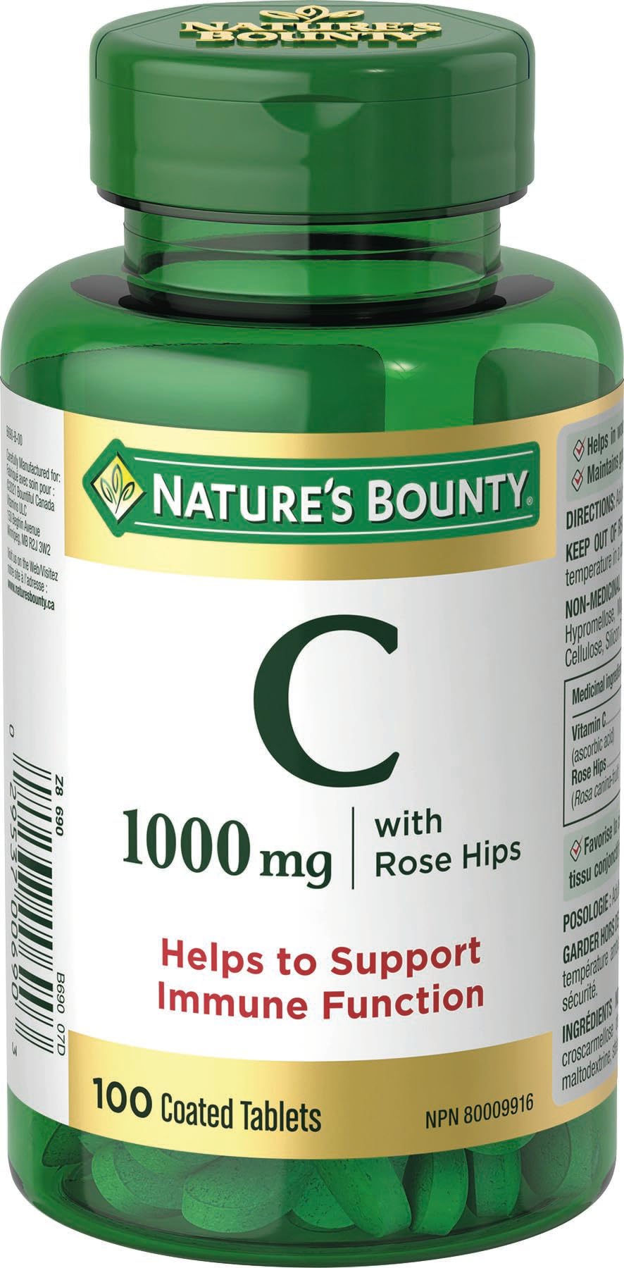 Nature's Bounty Vitamin C, Immune Support, Vitamin C 1000mg with Rose Hips, 100 Tablets