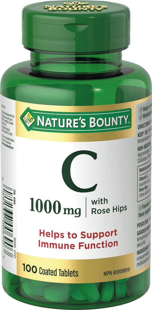 Nature's Bounty Vitamin C, Immune Support, Vitamin C 1000mg with Rose Hips, 100 Tablets