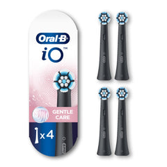 Oral-B iO Genuine Replacement Brush Heads, Gentle Care, Refills For Oral-B iO Electric Toothbrushes, Black, 4 Count